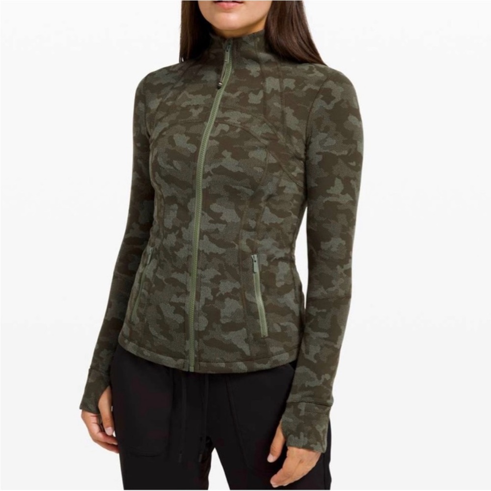 Lululemon Define Jacket Heritage Camo Dark Olive Green Twill Size 6 RARE